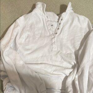 White Button-Up Sweatshirt